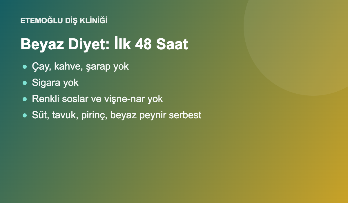 Diş beyazlatma sonrası beyaz diyet listesi