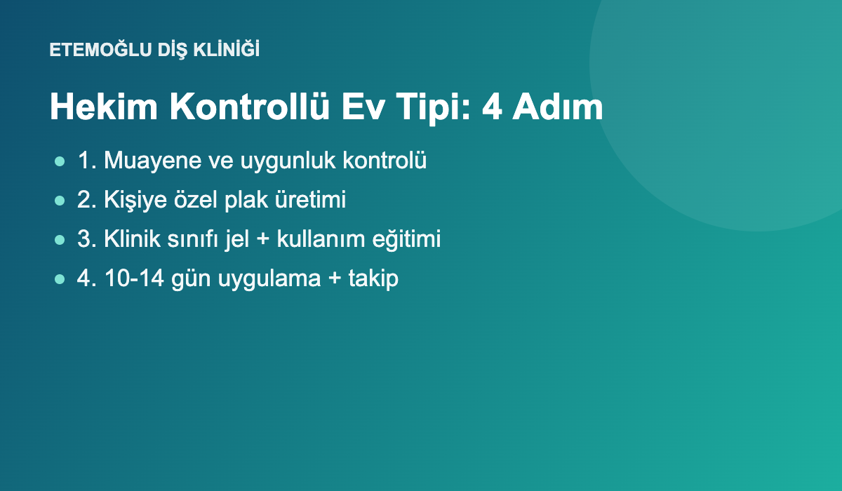 Evde diş beyazlatma hekim kontrollü sistem adımları