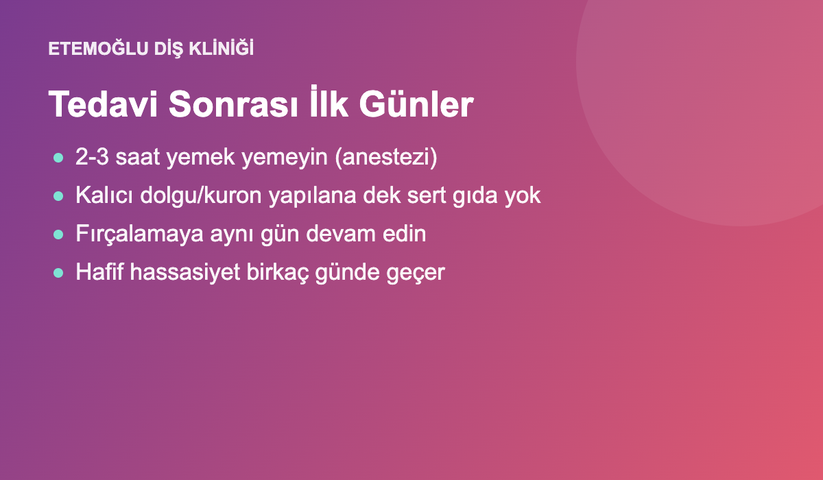 Kanal tedavisi sonrası bakım önerileri